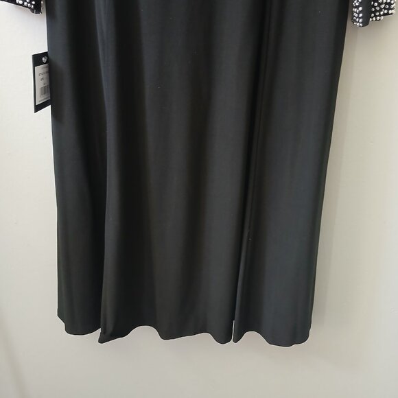 Marina Women's Sz L Black Cocktail Dress Beaded Black Long Sleeve‎ Midi NWT - Picture 4 of 16